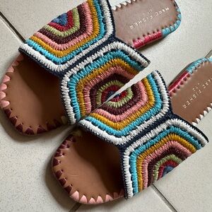 Multicolor Woven Slide Sandals